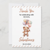Carte De Remerciements Cute Teddy Bear 1er Anniversaire | Douce Ourse (Devant)