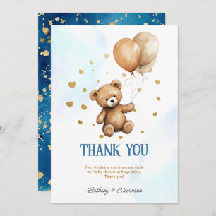 Carte De Remerciements Cute Teddy Bear Baby Boy Douche