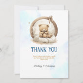 Carte De Remerciements Cute Teddy Bear Baby Boy Douche (Devant)