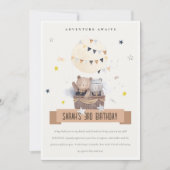 Carte De Remerciements Cute Teddy Hot Air Balloon Enfants Photo Anniversa (Devant)