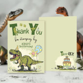 Carte De Remerciements Cute TRex Dinosaur Three-Rex 3rd Birthday Party