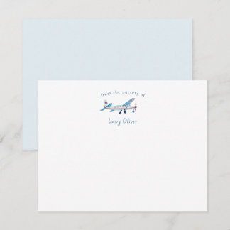 Carte De Remerciements Cute Watercolor Airplane Baby boy Thank You card