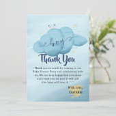 Carte De Remerciements Cute Watercolor Cloud Baby Boy Shower (Debout devant)