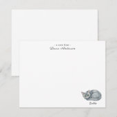 Carte De Remerciements Cute watercolor grey cat personalized flat (Devant / Derrière)