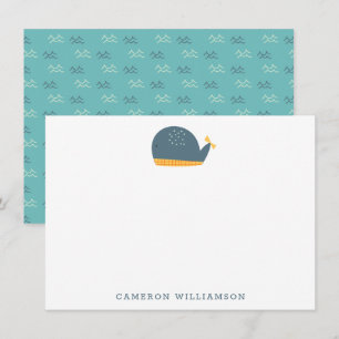 Carte De Remerciements Cute Whale en bleu Papeterie personnalisée