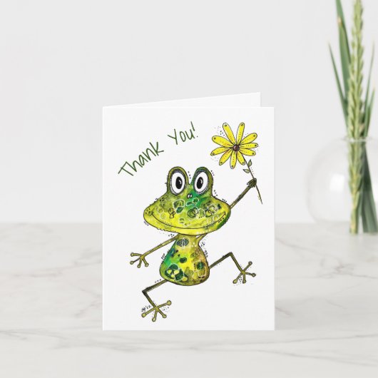 Carte De Remerciements Cute Whimsical Happy Frog (Devant)