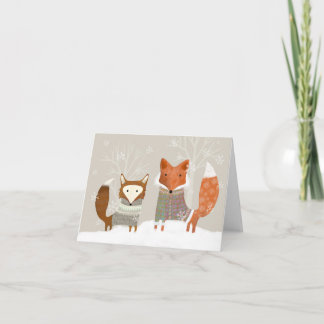 Carte De Remerciements Cute Winter Wonderland Fox Holiday Greeting Card