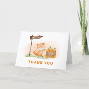 Carte De Remerciements Cute Woodland Fox Citrus Orange Farm Baby shower