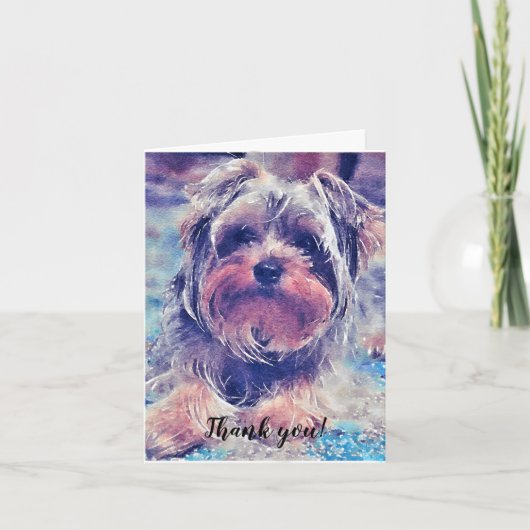 Carte De Remerciements Cute Yorkshire Terrier Peinture (Devant)