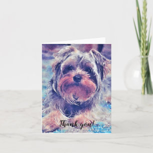 Carte De Remerciements Cute Yorkshire Terrier peinture