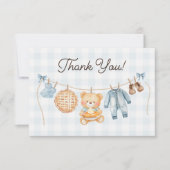Carte De Remerciements Cutie Pie Blue Fall Teddy Bear Baby shower garçon (Devant)