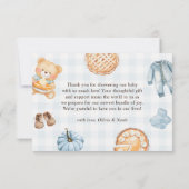 Carte De Remerciements Cutie Pie Blue Fall Teddy Bear Baby shower garçon (Dos)