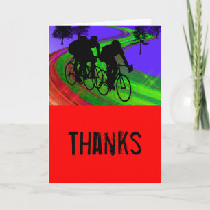 Carte De Remerciements Cycling trio sur Ribbon Road Thanks