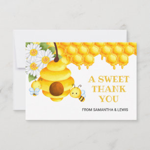 Carte de remerciements d'abeilles au miel doux