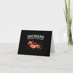 Carte De Remerciements Dachshund à travers la neige drôle chien Noël