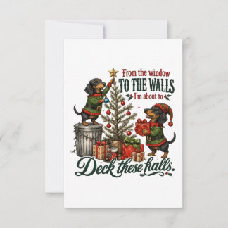 Carte De Remerciements Dachshund de Noël drôle