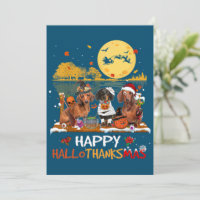Dachshund Happy Hallothanksmas Halloween Thanksgiv