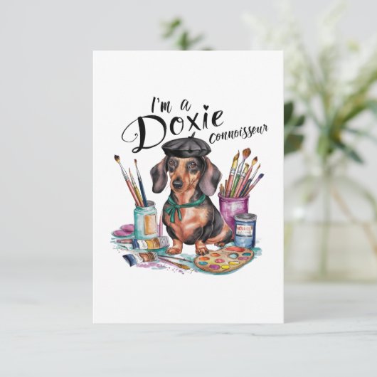 Carte De Remerciements Dachshund Je suis un Doxie Connoisseur (Debout devant)