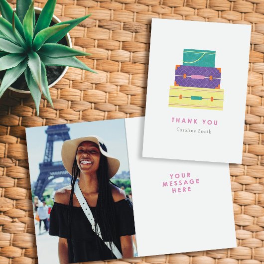 Carte de remerciements d'adieu de bagage jaune vio