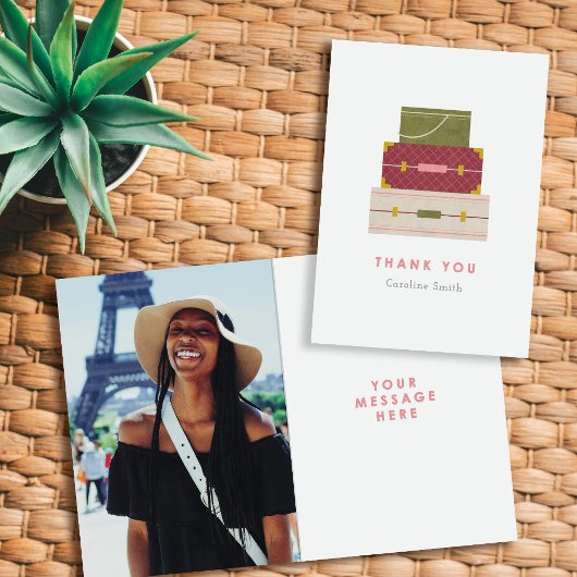 Carte de remerciements d'adieu Red Green Luggages