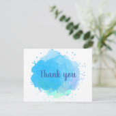 Carte de remerciements d'affaires Abstrait Blue Wa (Debout devant)