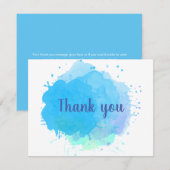 Carte de remerciements d'affaires Abstrait Blue Wa (Devant / Derrière)