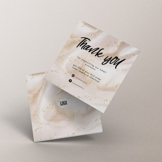 Carte de remerciements d'affaires Gold Satin Parti