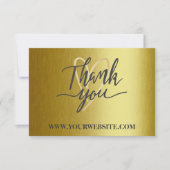 Carte de remerciements d'affaires métal or moderne (Devant)