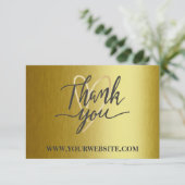 Carte de remerciements d'affaires métal or moderne (Debout devant)