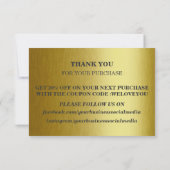 Carte de remerciements d'affaires métal or moderne (Dos)