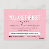 Carte de remerciements d'affaires Motif rose Kiss (Dos)