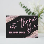 Carte de remerciements d'affaires PINK Parties sci (Debout devant)