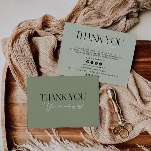 Carte de remerciements d'affaires Sage Green