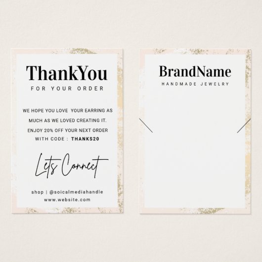 Carte de remerciements d'affichage du collier de l (Devant & derrière)