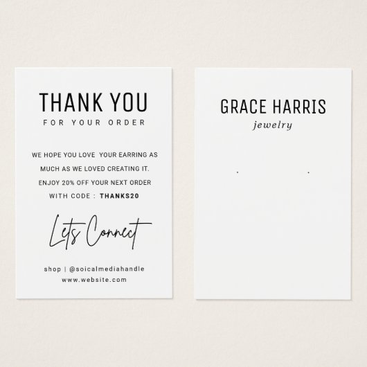 Carte de remerciements d'affichage du logo de nom  (Devant & derrière)