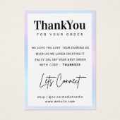 Carte de remerciements d'affichage du nom holograp (Devant)