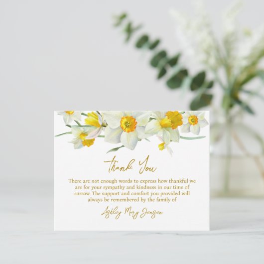 Carte De Remerciements Daffodil Funeral Thank You Card Bereavement (Debout devant)