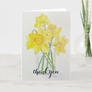 Carte De Remerciements Daffodiles fraîches cuites jaune ressort aquarelle