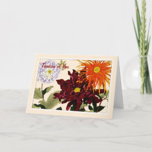 Carte De Remerciements Dahlia, Botanical Note Card - Salutation Personnal