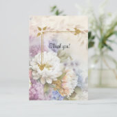 Carte De Remerciements Dahlias or et blanc à la lumière des bougies (Debout devant)