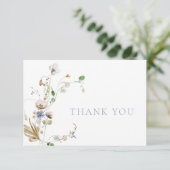 Carte De Remerciements Dainty Fleur sauvage Dusty Blue (Debout devant)