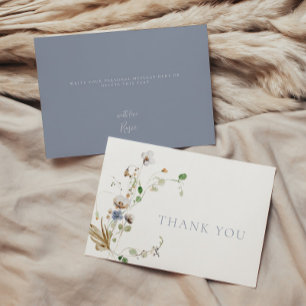Carte De Remerciements Dainty Fleur sauvage Dusty Blue