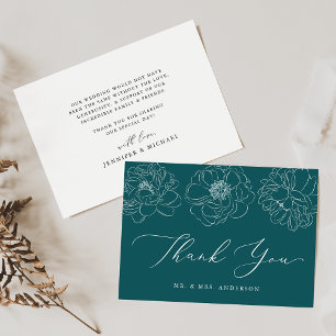 Carte De Remerciements Dainty Floral Mariage Turquoise