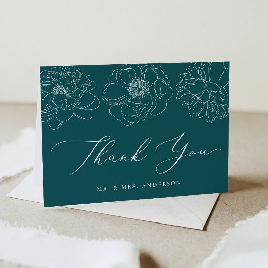 Carte De Remerciements Dainty Floral Mariage Turquoise