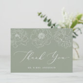 Carte De Remerciements Dainty Floral Sage Mariage vert (Debout devant)