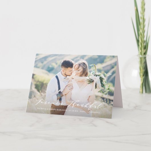 Carte De Remerciements Dainty Script Forever Remerciements Mariage Remerc (Devant)