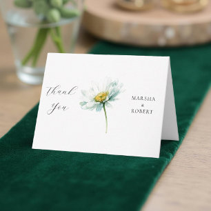 Carte De Remerciements Daisy à l'aquarelle Élégant floral de mariage