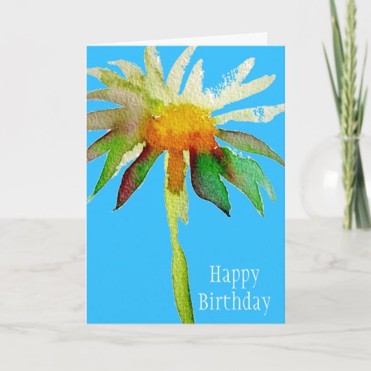 Carte De Remerciements Daisy Blue Modern Art fleur anniversaire (Devant)