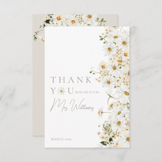 Carte De Remerciements Daisy Boho Fleur Sauvage Mariage Moderne (Devant / Derrière)
