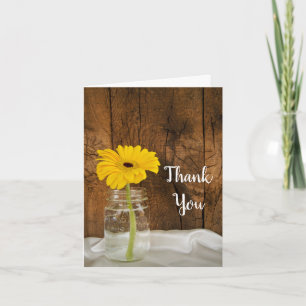 Carte De Remerciements Daisy dans un pot Mason Country Demoiselle d'honne
